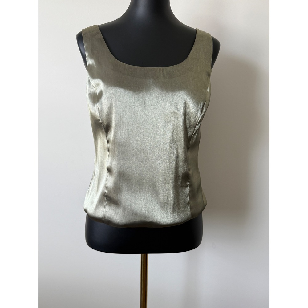 J.R. Nites by Carol Lin Sage Green Metallic Shimmer Tank Top Sz 14 Evening Wear